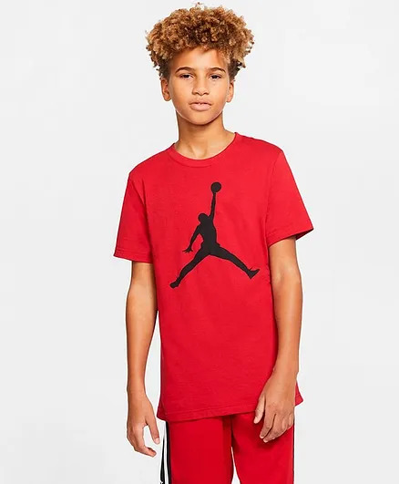 Jordan Half Sleeves Jumpman Printed Tee - Red