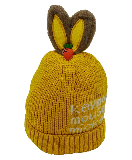 SYGA Woollen Knitted Dual Ears Winter Cap Yellow - Circumference 43 cm 