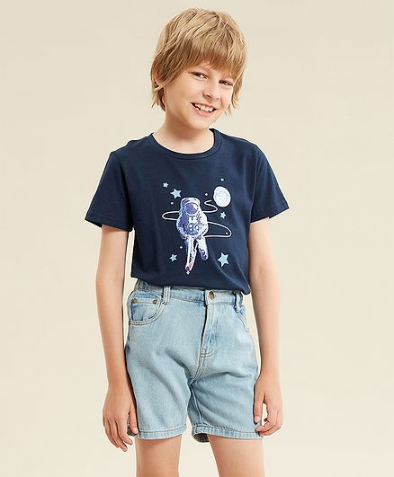 Kookie Kids Denim Mid Thigh Washed Short - Blue