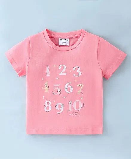 Kookie Kids Short Sleeves Tee Numeric Print - Light Pink