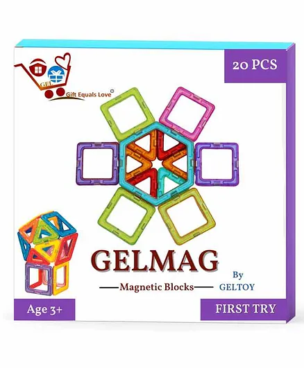 GELTOY Magnetic Blocks Set of 20 Pieces - Multicolour