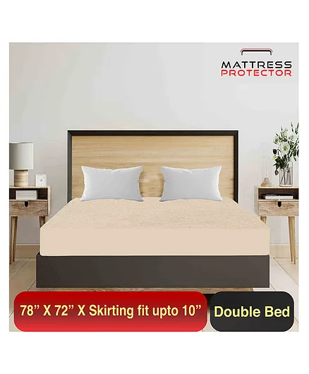 Mattress Protector Water Proof  Breathable Hand & Machine Washable Fitted elastic band- 78 X 72 Inch - Water Resistant Ultra Soft Bed Cover Double Bed King Size - (Beige)