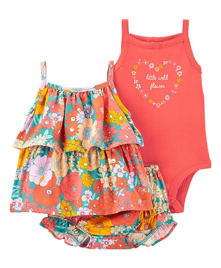 Carter's 3-Piece Printed Top & Little Shorts Set with Onesie - Multicolour