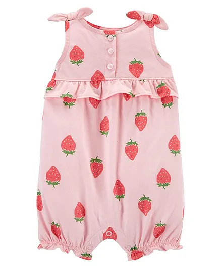 Carter's Strawberry Cotton Romper - Pink