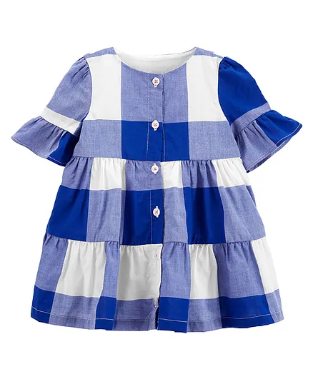 Carter's Plaid Gingham Dress - Navy Blue & White (Placements of Checks May Vary)
