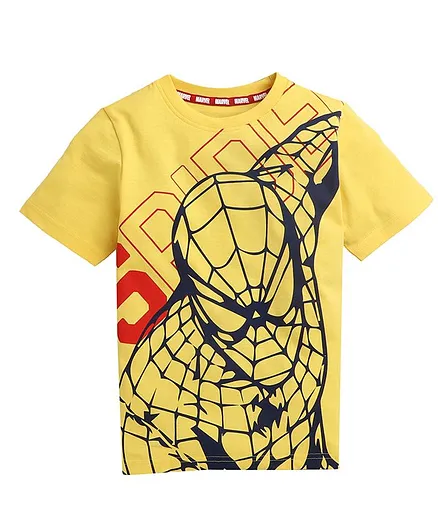 Kinsey Marvel Spiderman Print Hal;f Sleeve Tshirt - Yellow