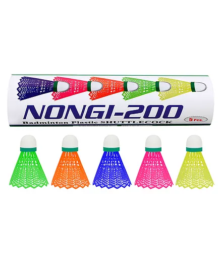 NONGI 200 Plastic Badminton Shuttlecock Pack of 5 - Multicolor