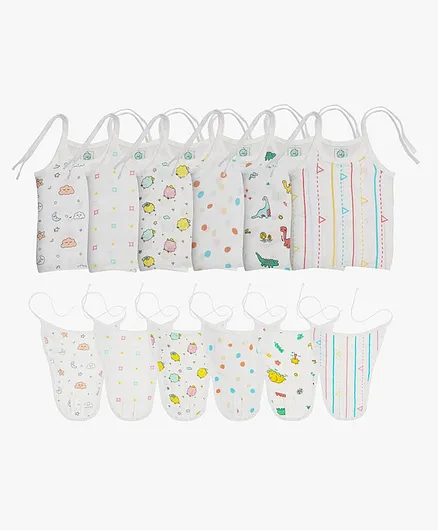 A Toddler Thing Pack Of 12 Animal Print Jhablas & Nappies - White