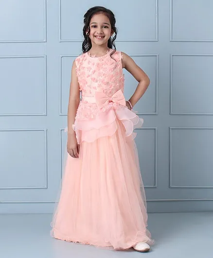 Mark & Mia Party Sleeveless Gown with Flowers Applique - Pink