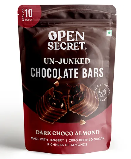 Open Secret Dark Choco Almond Chocolate Bars - 10 Bars