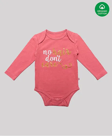 Nino Bambino 100% Organic Cotton Full Sleeves Slogan Bodysuit - Pink