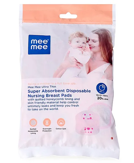 Mee Mee Ultra Thin Super Absorbent Disposable Nursing Breast Pads - 12 Pieces