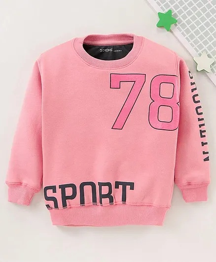 Doreme Full Sleeves Sweatshirt Text Graphic - Rose Pink