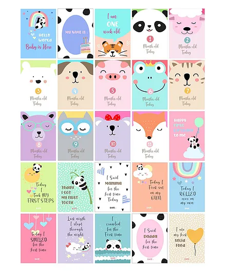 The Mom Store Party Panda Theme Milestone Cards - 25 Cards