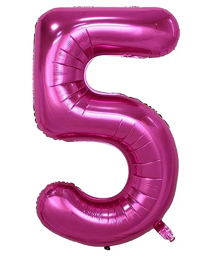Shopperskart 5 Number Foil Balloon Pink - Height 40.64 cm