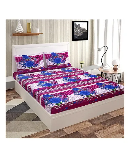 Skap Double Bedsheet With 2 Pillow Covers Geometric Print - Multicolor