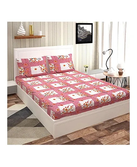 Skap Double Bedsheet With 2 Pillow Covers Blossmy Print - Multicolor