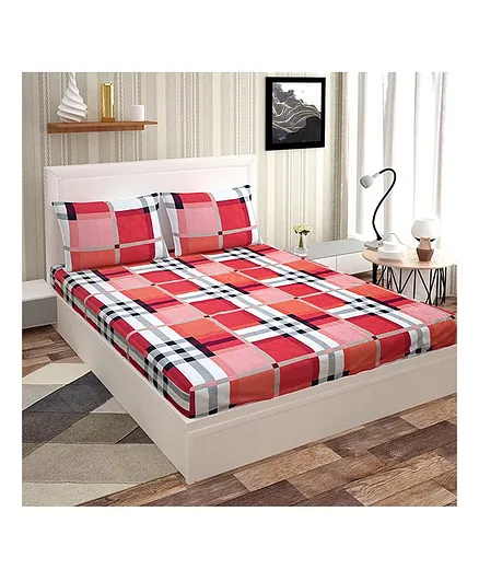 Skap Double Bedsheet With 2 Pillow Covers Modern Print - Multicolor