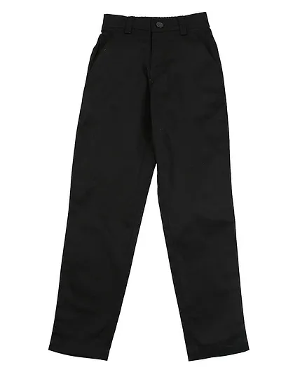 Actuel Boys Partywear Formal Solid Cotton Satin Trouser - Black