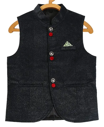 Actuel Sleeveless Button Embellished Waistcoat - Black