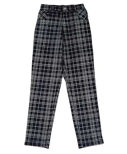 Actuel Full Length Checked Trouser - Navy Blue