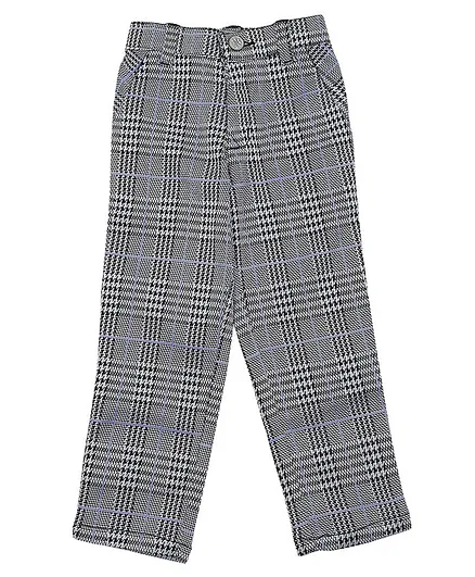 Actuel Full Length Checked Trousers - Navy Blue