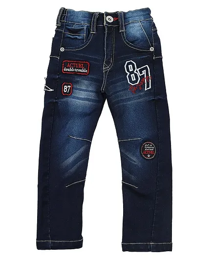 Actuel Patch Detailing Full Length Jeans - Blue