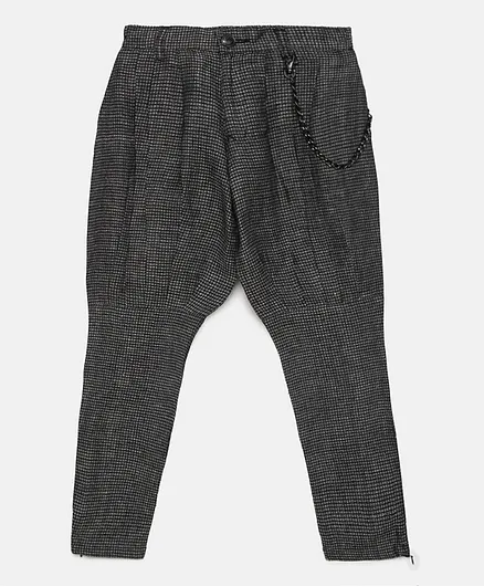 Actuel Boys Regular Fit Cotton Jute Self Checked Jodhpuris Trousers - Black