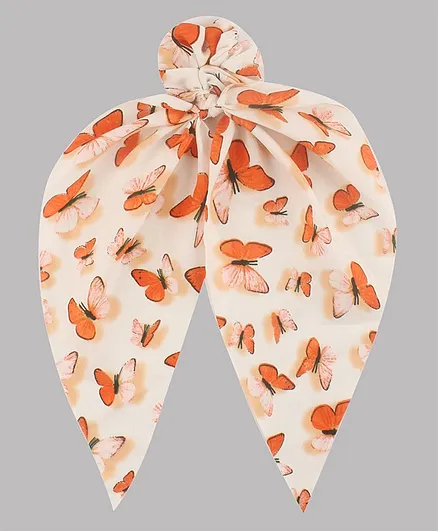 Daizy Butterfly Print Scrunchie - Orange