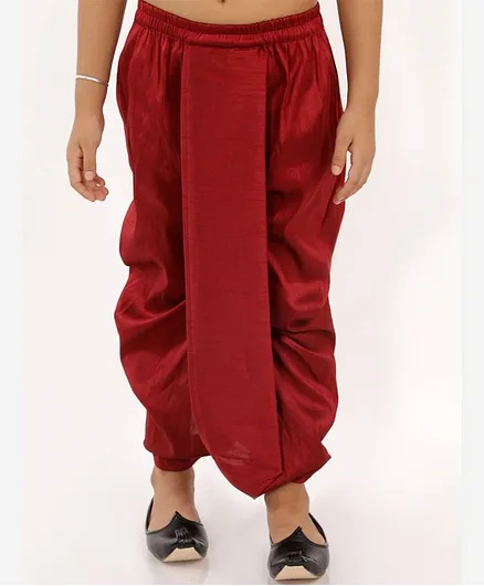 Vastramay Full Length Solid Colour Dhoti - Maroon