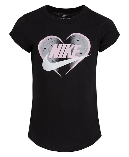 Nike Half Sleeves Futura Heart Logo Tee - Black