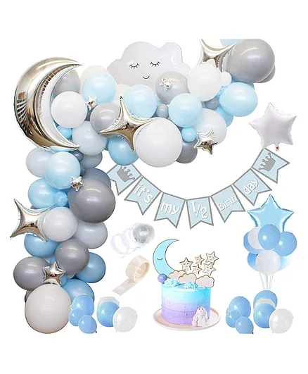 PARTY PROPZ Half Birthday Decoration Combo Blue - Pack of 85