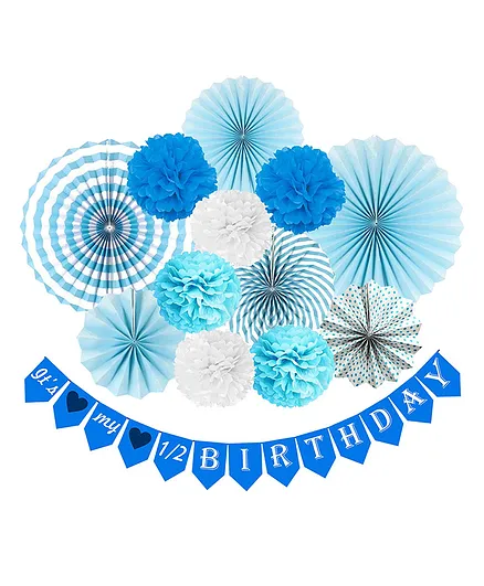 PARTY PROPZ Half Birthday Decoration Blue - Pack of 13 