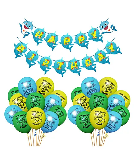 Party Propz Baby Shark Theme Birthday Decoration Multicolor - Pack of 31