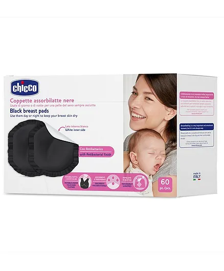 Chicco Abosorbent Anti Bacterial Breast Pads Black - 60 pieces
