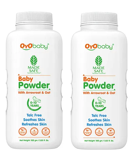 Oyo Baby Talc-Free Natural Baby Powder with Vetiver & Olive Extracts Pack of 2 - 100 gm Each