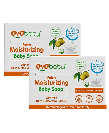 Oyo Baby Extra Moisturizing Baby Soap Bathing Bar Pack of 2 - 75 gm Each
