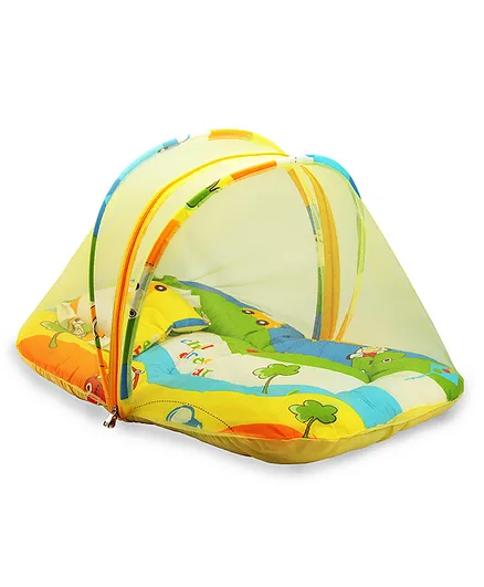 Luv Lap Mosquito Net With Mattress And Pillow Car Print - Multicolour