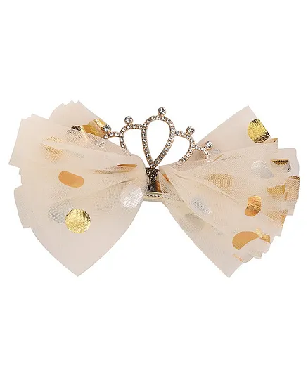 Yellow Bee Bow Alligator Hair Clips  - Beige