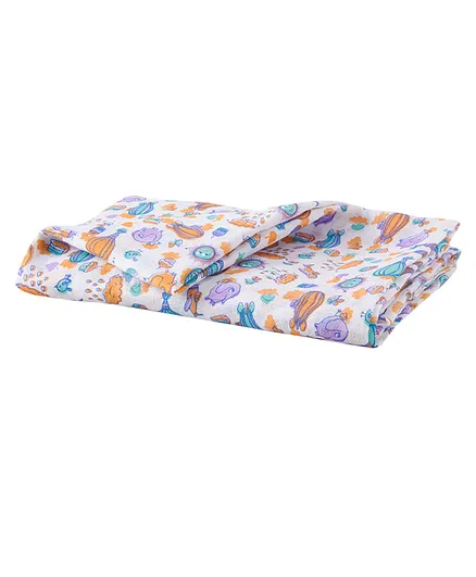 Babywish Organic Cotton Muslin Swaddle Wrapper For Newborn Baby Rainbow Print - Multicolor