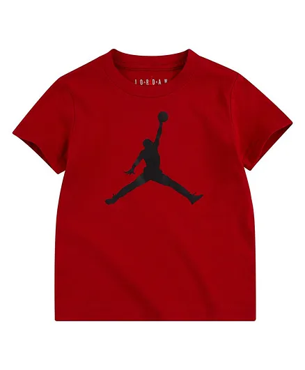 Jordan Half Sleeves Jumpman Jersey Logo Print Tee - Red