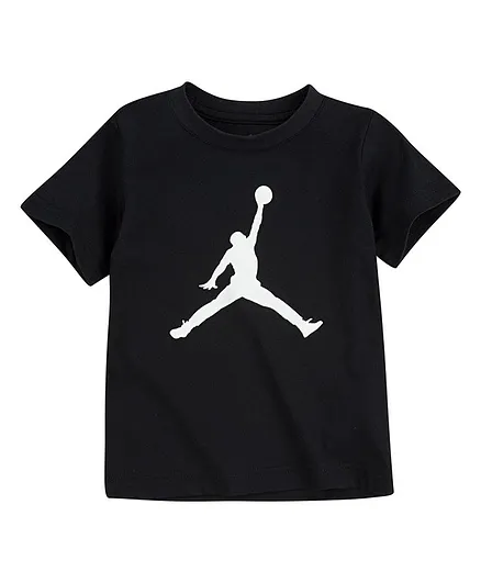 Jordan Half Sleeves Jumpman Jersey Logo Print Tee - Black
