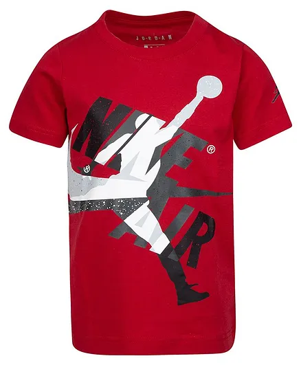 Jordan Half Sleeves Jumpman Classics Logo Print Tee - Red