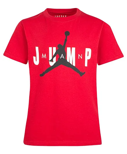 Jordan Half Sleeves Jumpman Jersey Logo Print Tee - Red