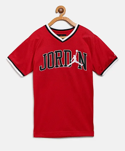 Jordan 23 Mesh Jersey Logo Half Sleeves Tee - Red