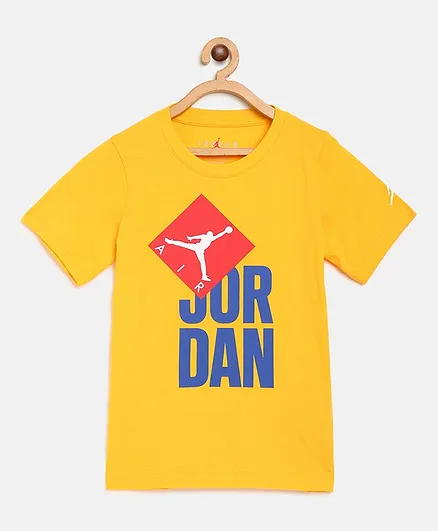 Jordan Jumpman Jersey Logo Half Sleeves Tee - Yellow