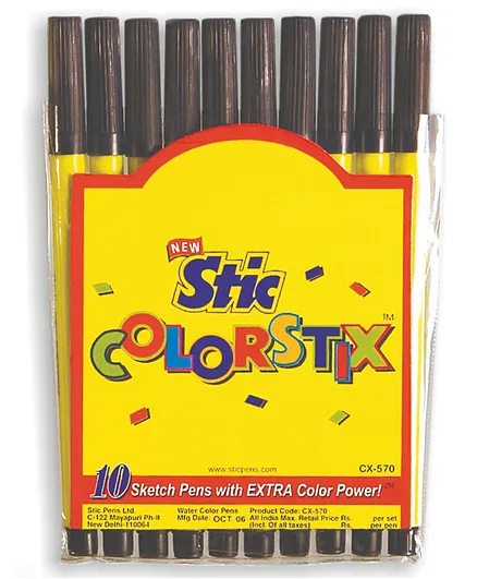 Stic Colorstix Sketch Single Color Pack of 10 - Black