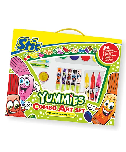 Stic Yummies Crayon & Colour Pen Pack of 34 - Multicolour