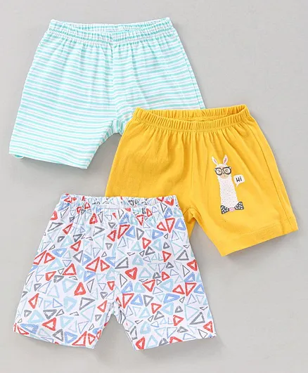 OHMS Shorts Multiprint Pack of 3 - Blue Yellow White