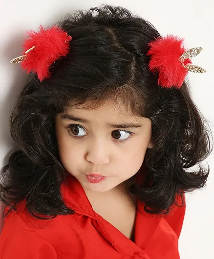 Aye Candy Set Of 2 Faux Fur Hair Clips - Red for Girls (2-15 Years) Online in India, Buy at - 10283926 Aye Candy Set Of 2 Faux Fur Hair Clips - Red for Girls (2-15 Years) Online in India, Buy at - 10283926